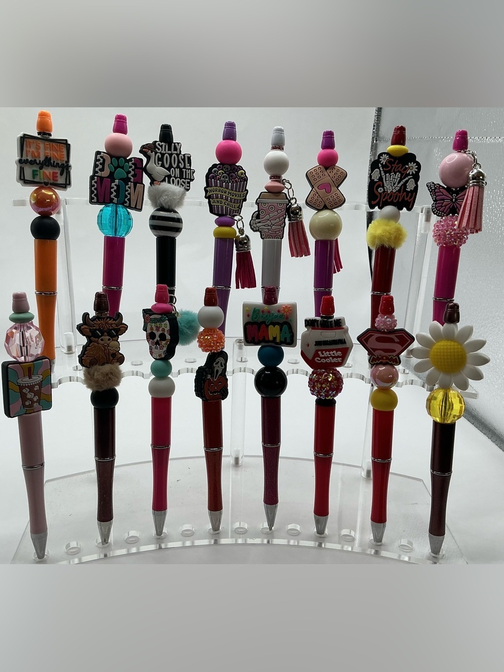 10 DECORATIVE BEADED HANDMADE PENS INSPIRATIONAL FUNNY ASSORTED FOR GROWN UPS